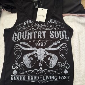 Forever 21 Black Graphic Tank Top